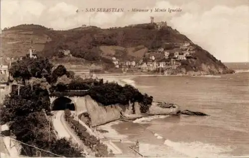 Ak Donostia San Sebastián Baskenland, Miramar und Monte Igueldo