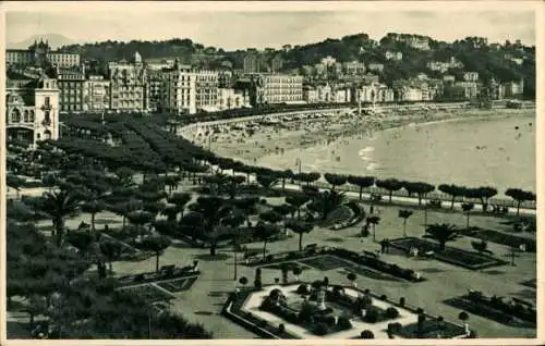 Ak Donostia San Sebastián Baskenland, Alderdi-Eder-Gärten und Strand