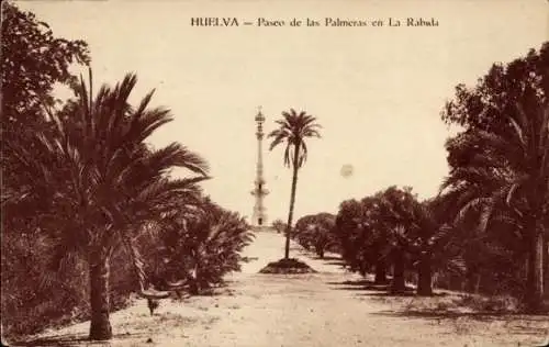 AK Huelva Andalusien Spanien, Paseo de las Palmeras in La Rabida