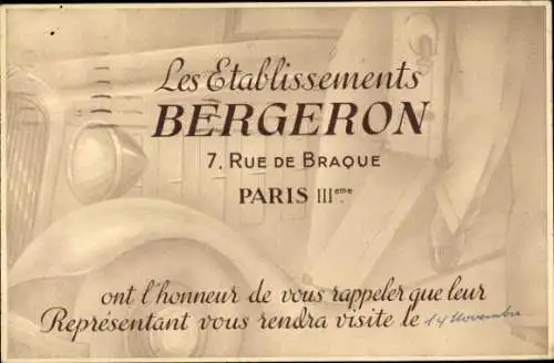 Ak Les Etablissements Bergeron, 7, Rue de Braque, Paris