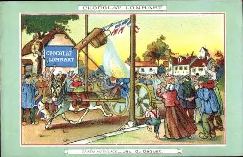 Ak Reklame, Chocolat Lombart, La Fete au Village, Jeu du Baquet