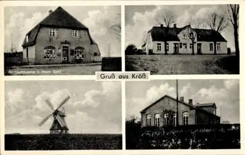 Ak Kröß Oldenburg in Holstein, Windmühle, Geschäft von Heinrich G.