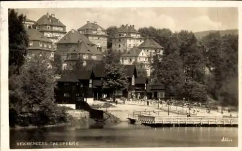 Ak Liberec Reichenberg Stadt, Talsperre, Wasserpartie