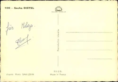 Ak Schauspieler Sacha Distel, Portrait, Autogramm