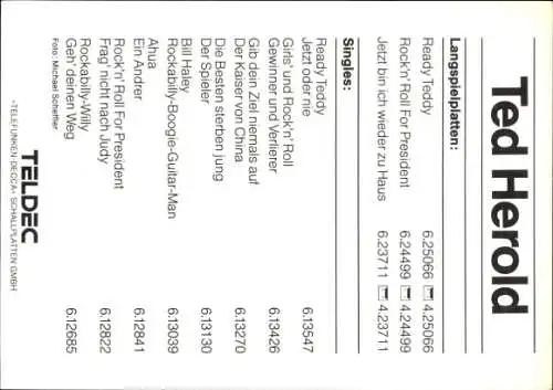 Ak Sänger Ted Herold, Autogramm, Gitarre