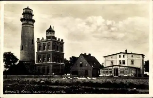 Ak Arkona Putgarten auf Rügen, Leuchtturm, Hotel