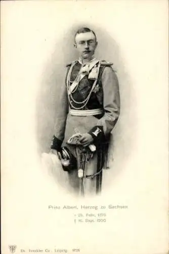 Ak Prinz Albert, Herzog von Sachsen, Porträt in Uniform