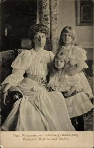 Ak Olga, Prinzessin von Schönburg-Waldenburg, Prinzessinnen Hermine und Amelie