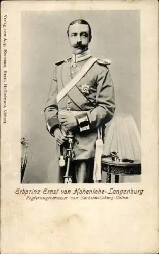 Ak Erbprinz Ernst von Hohenlohe-Langenburg, Regierungsverweser von Sachsen-Coburg-Gotha