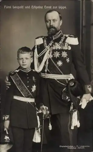 Ak Fürst Leopold IV. und Erbprinz Ernst zur Lippe, Portrait