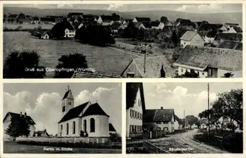 Ak Oberopfingen Kirchdorf an der Iller, Gesamtansicht, Kirche, Straßenpartie