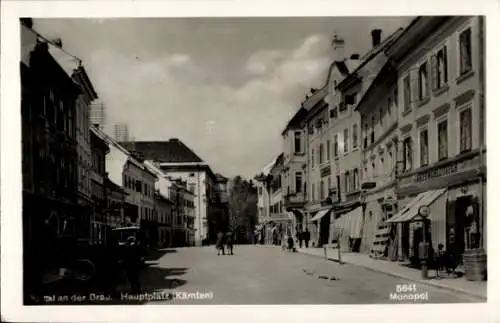 Ak Spittal an der Drau in Kärnten, Hauptplatz, Straßenpartie, Geschäft Jakob Mühldorfer