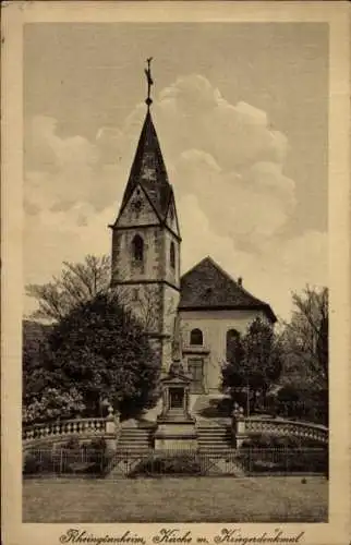 Ak Rheingönheim Ludwigshafen am Rhein, Kirche, Kriegerdenkmal