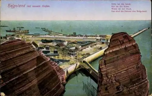 Ak Helgoland, Neuer Hafen, Felsen