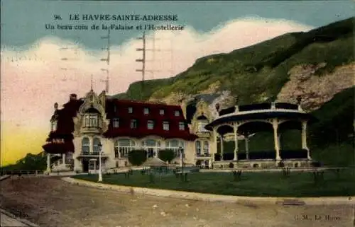 Ak Sainte Adresse Seine Maritime, eine wunderschöne Ecke der Falaise und Hostellerie