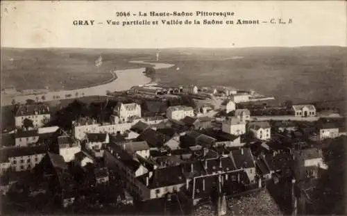 Ak Gris Haute Saône, Teilansicht und Saône-Tal flussaufwärts