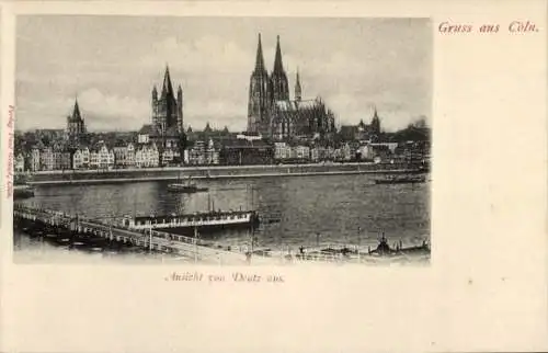 Ak Köln am Rhein, Von Deutz aus gesehen, Teilansicht, Dom