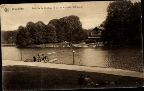 Ak Bruxelles Brüssel, Bois de la Cambre, le lac et le Chalet Robinson