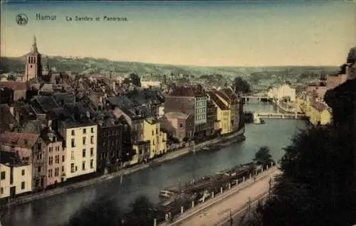 Ak Namur Wallonien, La Sambre, Panorama