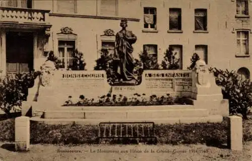 Ak Bon Secours Bonsecours Péruwelz Hennegau, Denkmal für die Helden des Ersten Weltkriegs 1914-1918