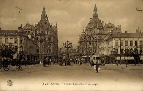 Ak Antwerpen Antwerpen Flandern, Place Teniers, Rue Leys