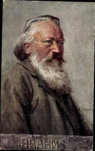 Künstler Ak Eichhorn, Komponist Johannes Brahms, Portrait