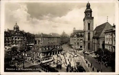 Ak Frankfurt am Main, Hauptwache, Zeil, Straßenbahnen