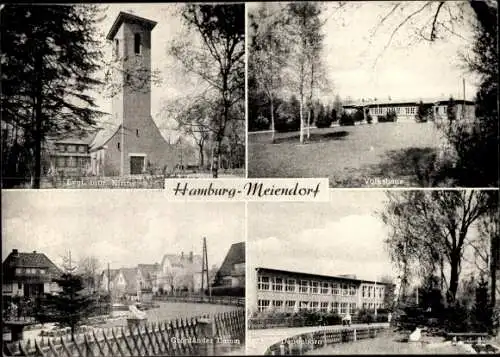 Ak Hamburg Wandsbek Rahlstedt Meiendorf, evangelisch lutherische Kirche, Volkshaus, Grönländer Damm