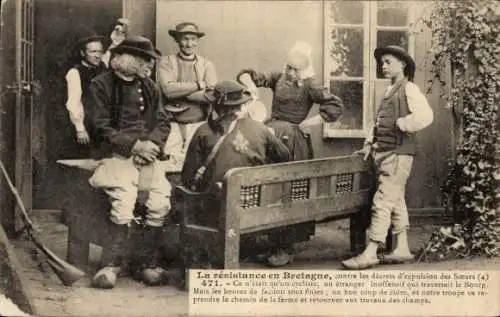 Ak Bretagne, Bretonische Volkstracht, Familienbild