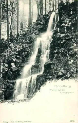 Ak Heidelberg am Neckar, Wasserfall am Klingenteich