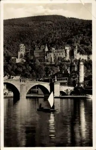 Ak Heidelberg am Neckar, Alte Brücke, Schloss