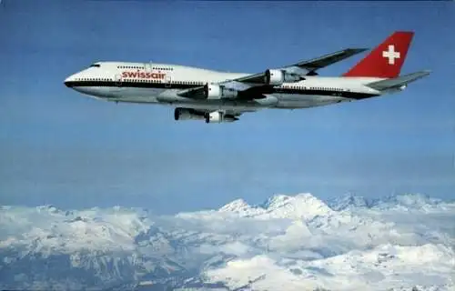 Ak Schweizerisches Passagierflugzeug Boeing 747-357, Swissair