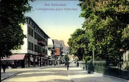 Ak Bad Reichenhall in Oberbayern, Ludwigstraße gegen Reiteralpe