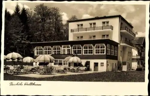 Ak Bischofswiesen in Oberbayern, Passhöhe Hallthurm, Gasthaus