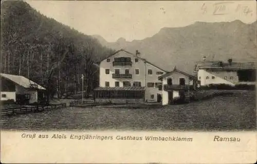 Ak Ramsau im Berchtesgadener Land Oberbayern, Alois Engljähringers Gasthaus Wimbachklamm