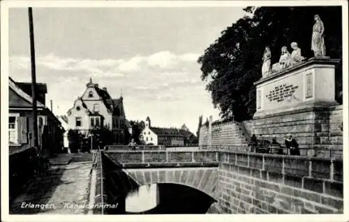 Ak Erlangen in Mittelfranken Bayern, Kanaldenkmal