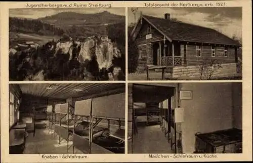 Ak Streitberg Wiesenttal in Oberfranken, Jugendwanderherberge, Ruine Streitburg