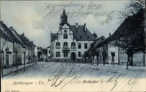 Ak Heldrungen in Thüringen, Marktplatz, Rathaus