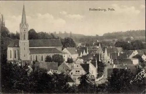 Ak Rottenburg an der Laaber Niederbayern, Teilansicht, Kirche