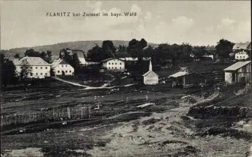 Ak Flanitz Frauenau in Niederbayern, Wohnhäuser, Kapelle