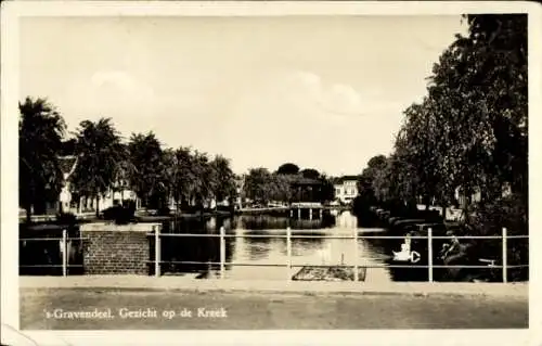 Ak 's Gravendeel Südholland, Gezicht op de Kreek, Swans