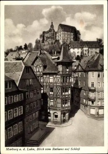 Ak Marburg an der Lahn, Schloss, Blick vom Rathaus