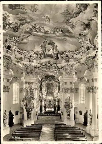 Ak Wies Steingaden in Oberbayern, Wieskirche, Wallfahrtskirche Wies, Innenraum