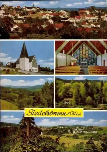 Ak Siedelsbrunn Wald Michelbach im Odenwald Hessen, Gesamtansicht, Kirche, Panorama