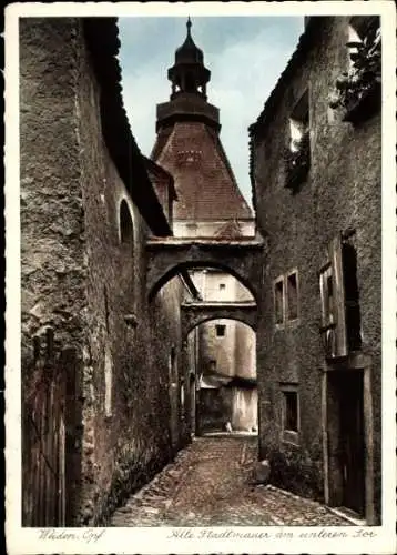 Ak Weiden in der Oberpfalz, alte Stadtmauer am unteren Tor