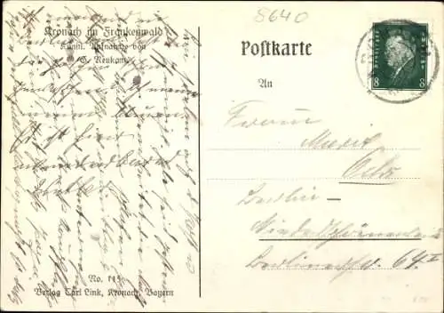 Ak Kronach in Oberfranken, erbaut von Beckhard, Stadtkommandant, Denkmal, Gebäude