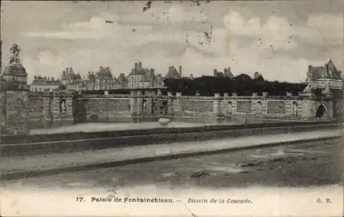 Ak Fontainebleau Seine et Marne, Palais, Bassin de la Cascade