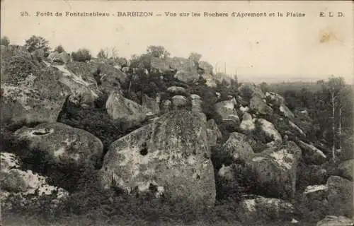 Ak Barbizon Seine et Marne, Vue sur les Rochers d'Apremont, Plaine