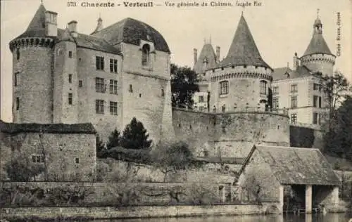 Ak Verteuil sur Charente, Panorama, Chateau, facade Est