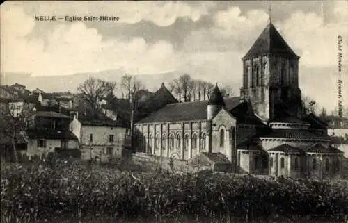 Ak Melle Deux Sèvres, L´Église Saint Hilaire